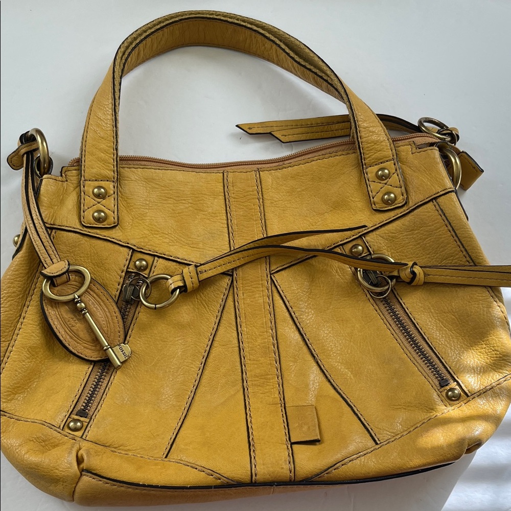 Women's Mustard Yellow Leather Satchel Handbag